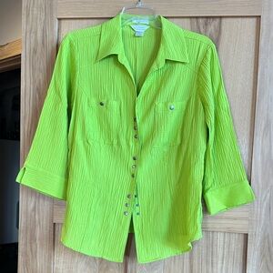 CJ Banks Vibrant Green Button-Down Shirt